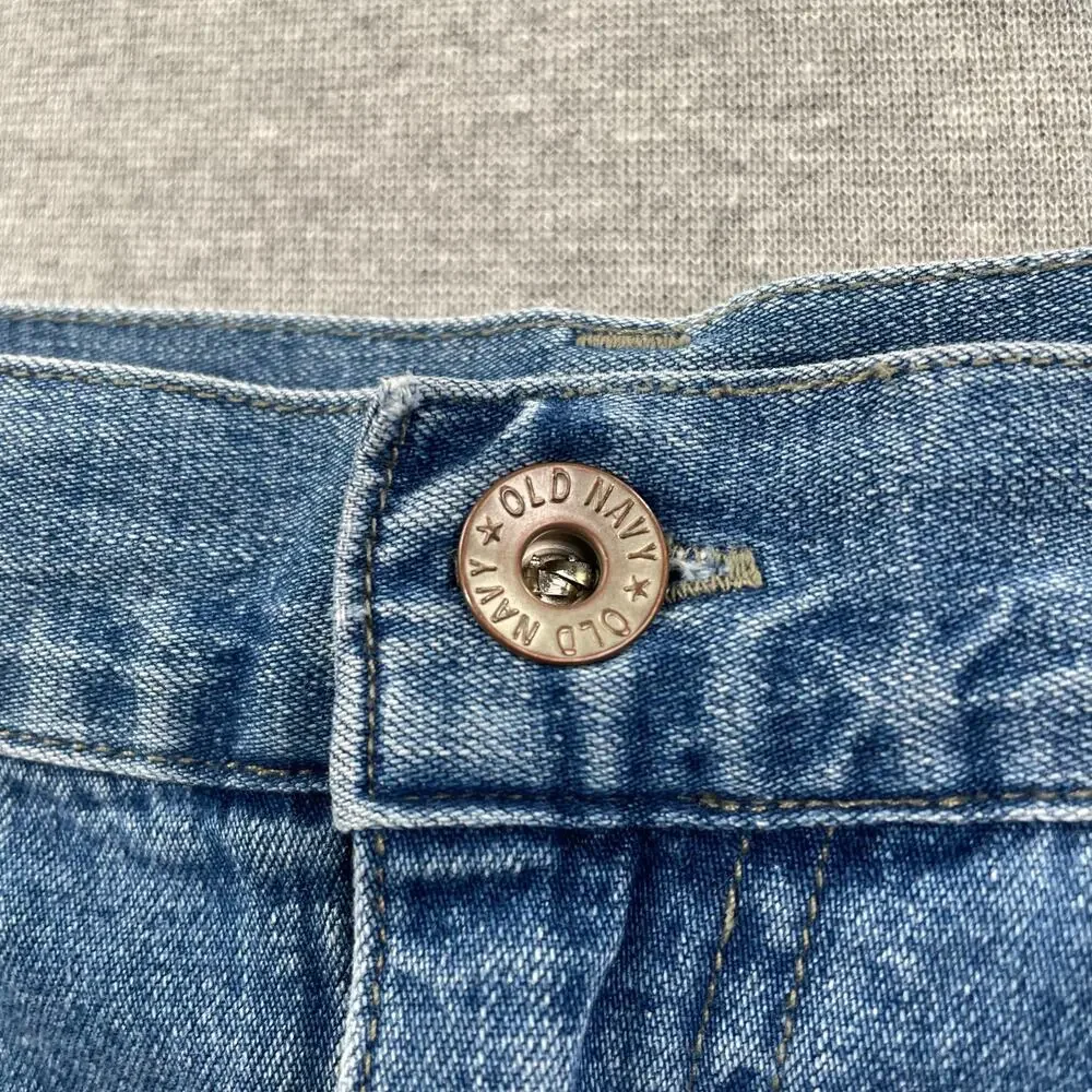 Vintage Old Navy Denim Skirt Womens 14 Blue Jean Pockets Y2K 90s Retro Preppy